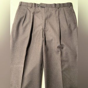 Brooks Brothers “346” Dark Brown Pleated/Cuffed Wool Dress Pants - 36W